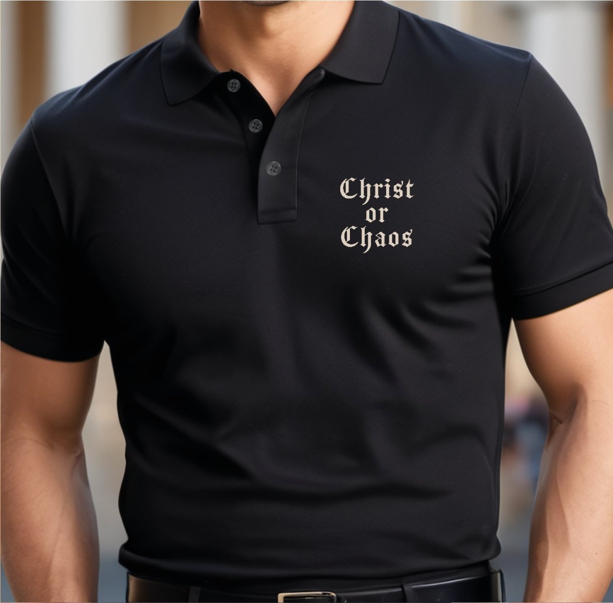 MPolo - Christ or Chaos - Men's Polo - The Reformed Sage - #reformed# - #reformed_gifts# - #christian_gifts#