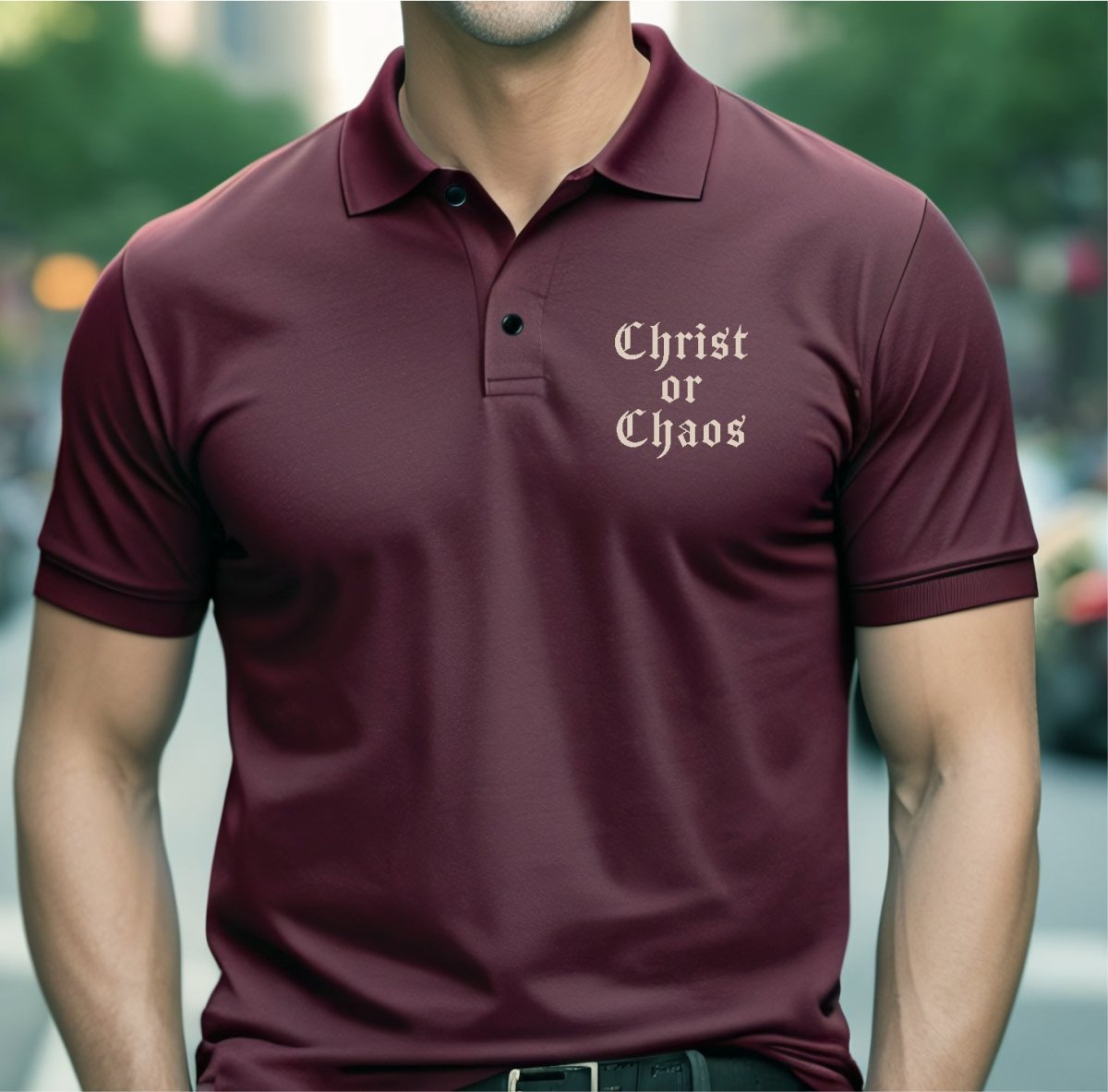 MPolo - Christ or Chaos - Men's Polo - The Reformed Sage - #reformed# - #reformed_gifts# - #christian_gifts#