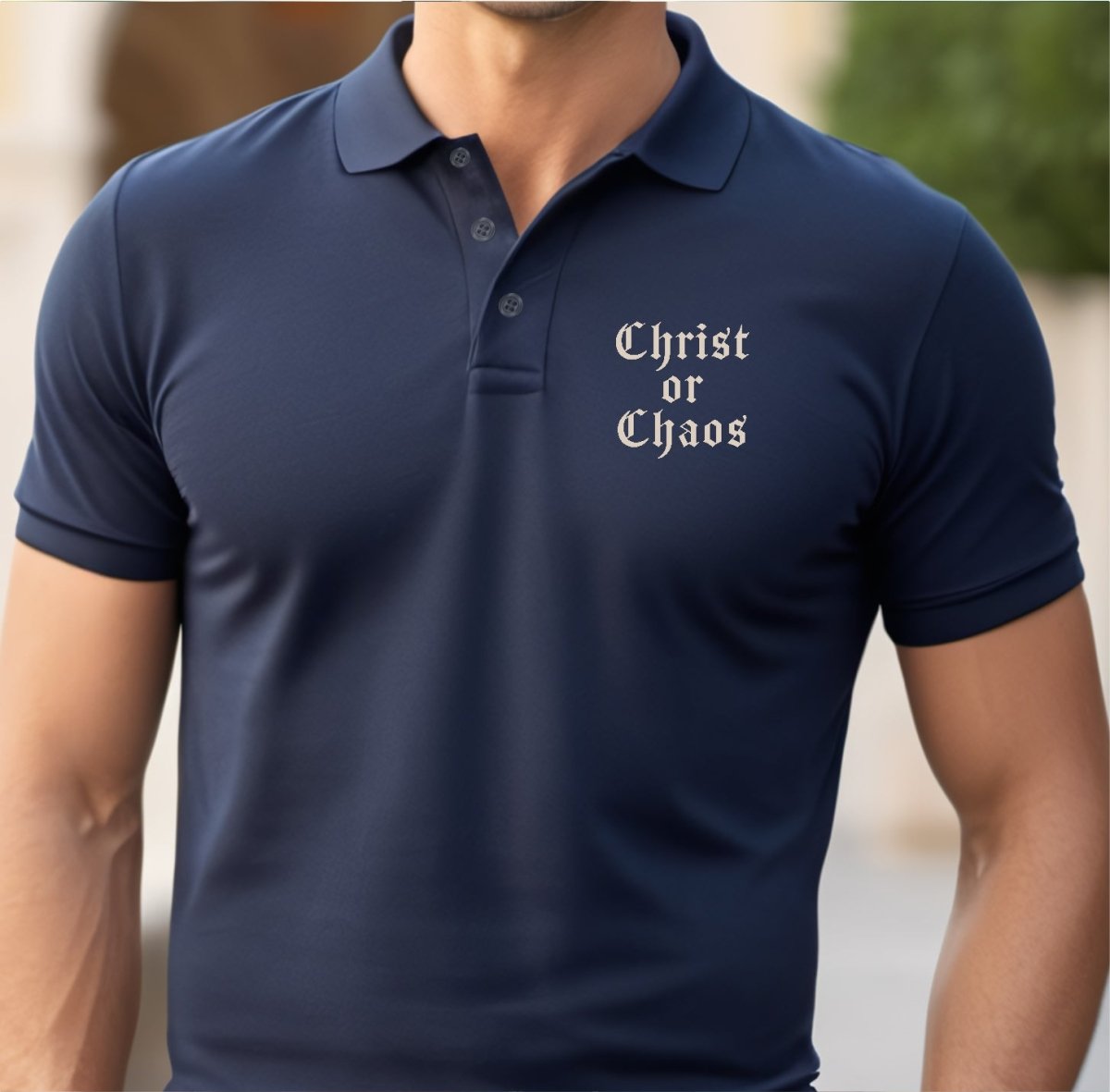 MPolo - Christ or Chaos - Men's Polo - The Reformed Sage - #reformed# - #reformed_gifts# - #christian_gifts#