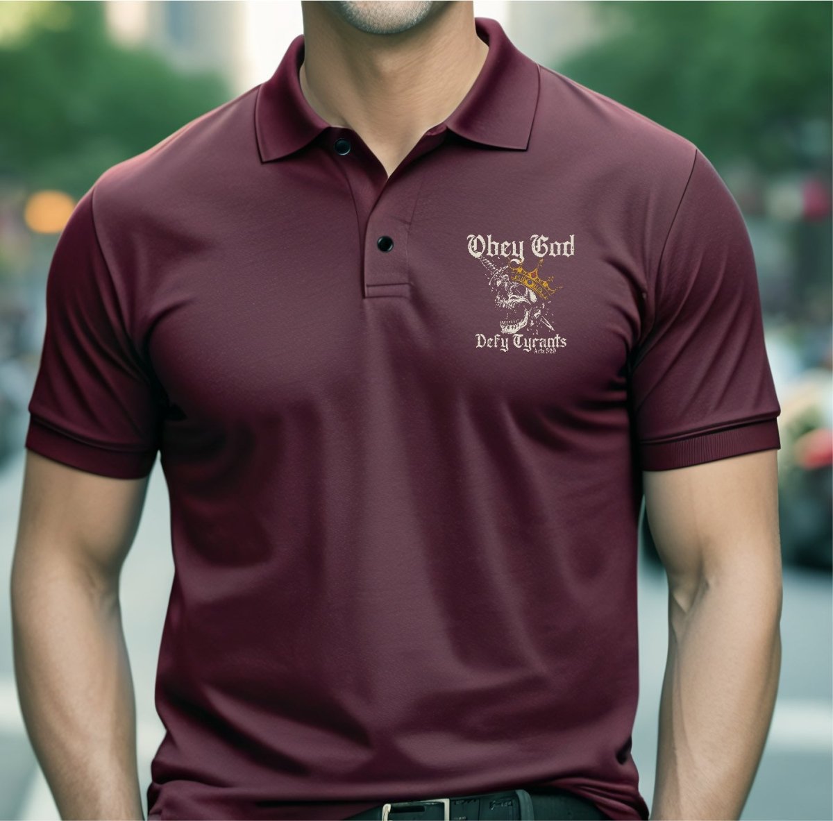 MPolo - Defy Tyrants - Men's Polo - The Reformed Sage - #reformed# - #reformed_gifts# - #christian_gifts#