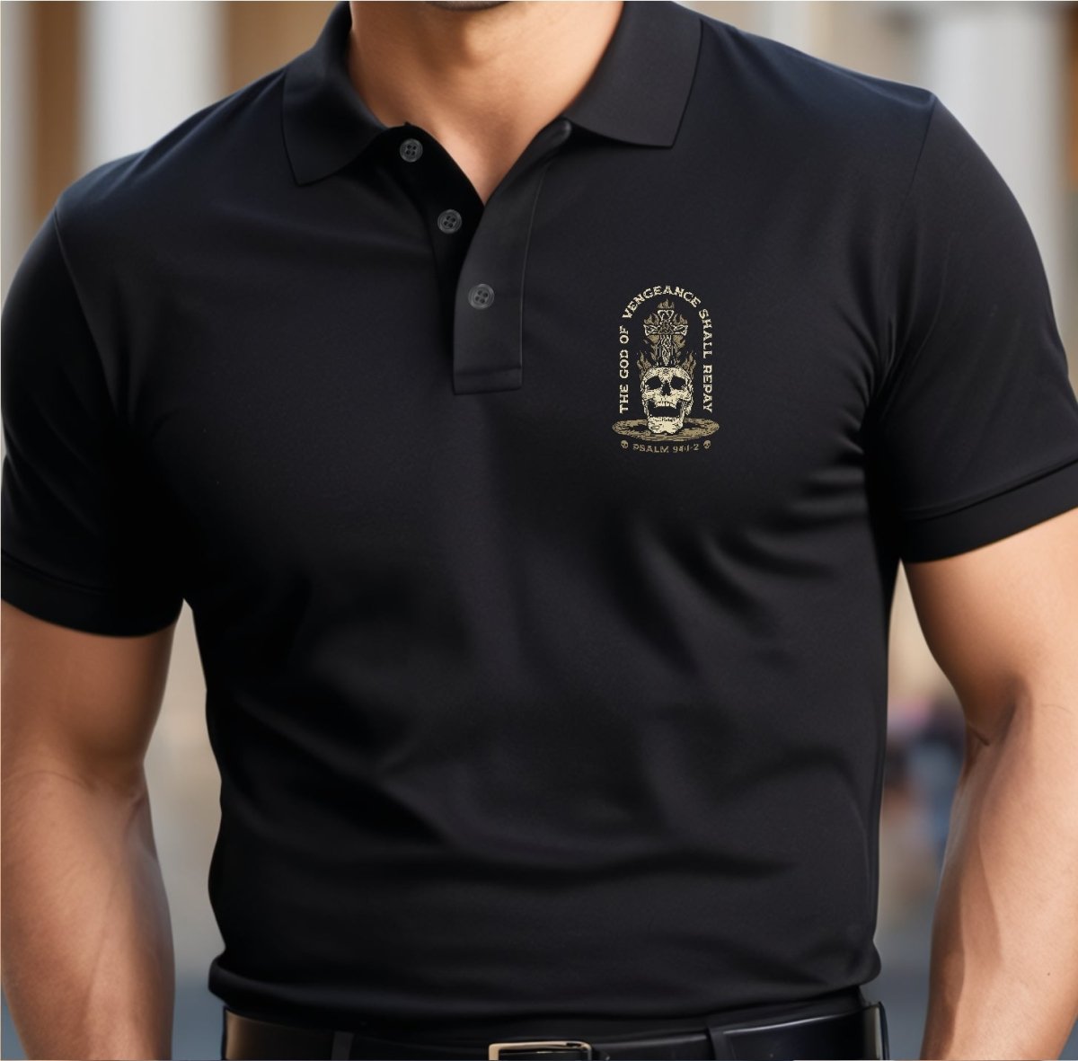 MPolo - God of Vengeance - Men's Polo - The Reformed Sage - #reformed# - #reformed_gifts# - #christian_gifts#