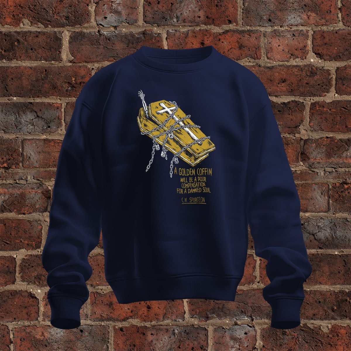 crewneck sweatshirt - Golden Coffin - Sweatshirt - The Reformed Sage - #reformed# - #reformed_gifts# - #christian_gifts#