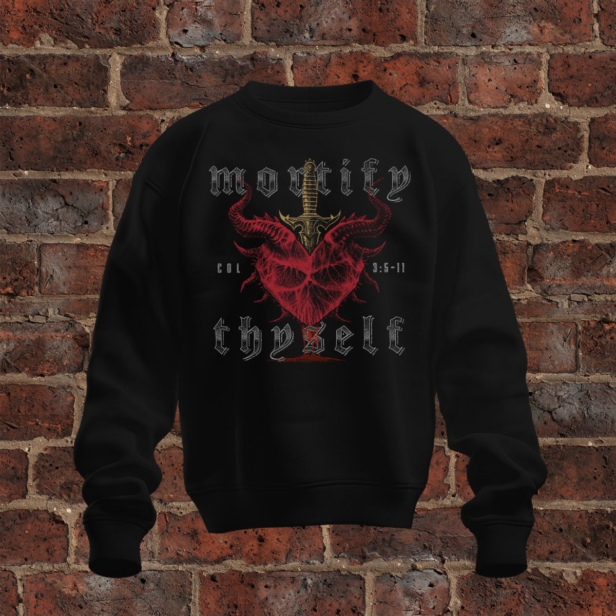 crewneck sweatshirt - Mortify Thyself - Sweatshirt - The Reformed Sage - #reformed# - #reformed_gifts# - #christian_gifts#