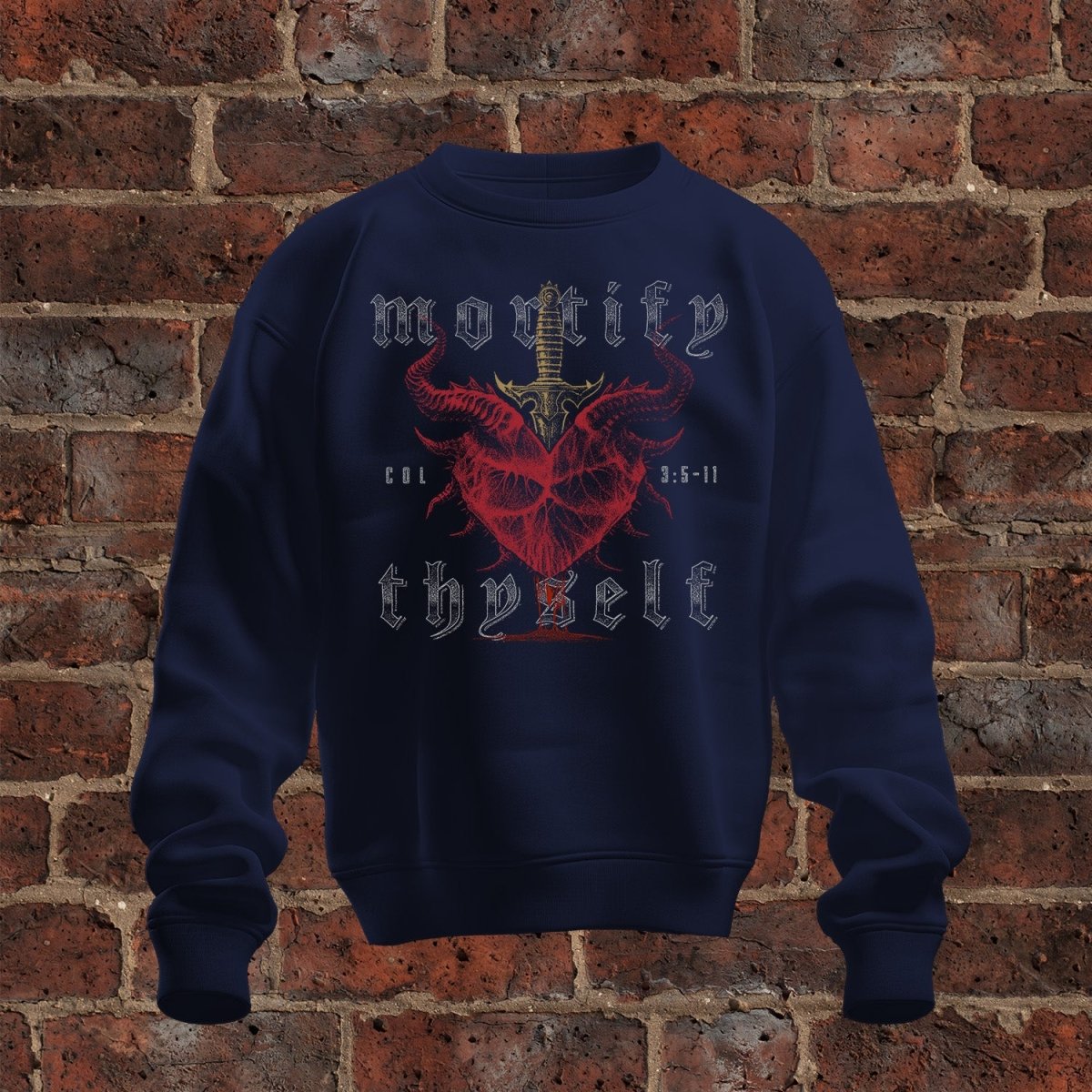 crewneck sweatshirt - Mortify Thyself - Sweatshirt - The Reformed Sage - #reformed# - #reformed_gifts# - #christian_gifts#