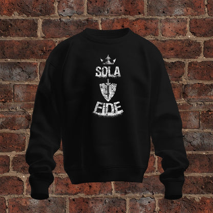 crewneck sweatshirt - Sola Fide Grunge - Sweatshirt - The Reformed Sage - #reformed# - #reformed_gifts# - #christian_gifts#