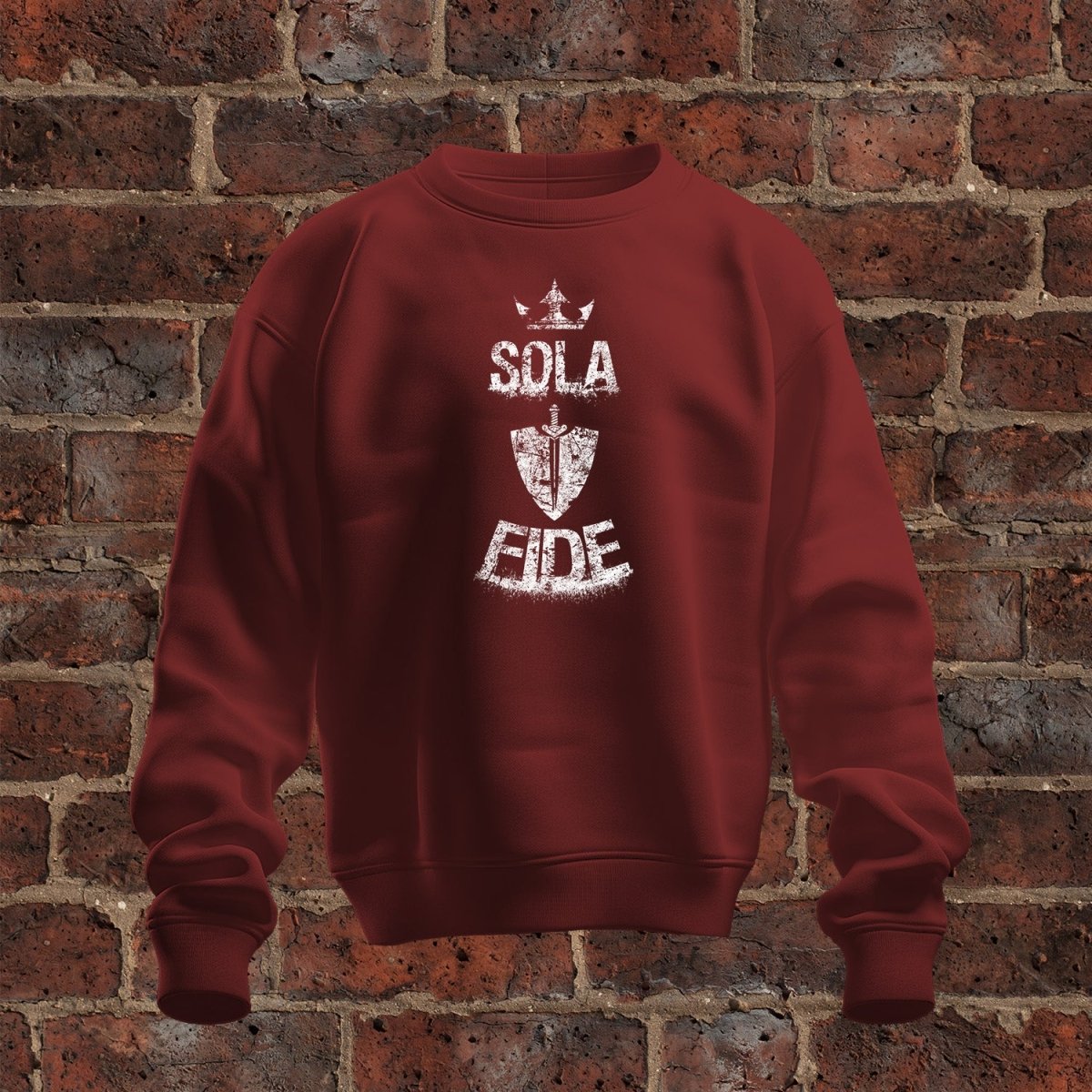 crewneck sweatshirt - Sola Fide Grunge - Sweatshirt - The Reformed Sage - #reformed# - #reformed_gifts# - #christian_gifts#