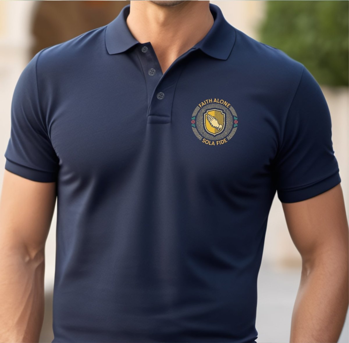 MPolo - Sola Fide Seal - Men's Polo - The Reformed Sage - #reformed# - #reformed_gifts# - #christian_gifts#