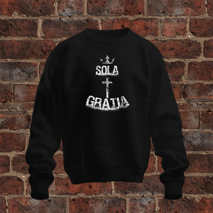 crewneck sweatshirt - Sola Gratia Grunge - Sweatshirt - The Reformed Sage - #reformed# - #reformed_gifts# - #christian_gifts#