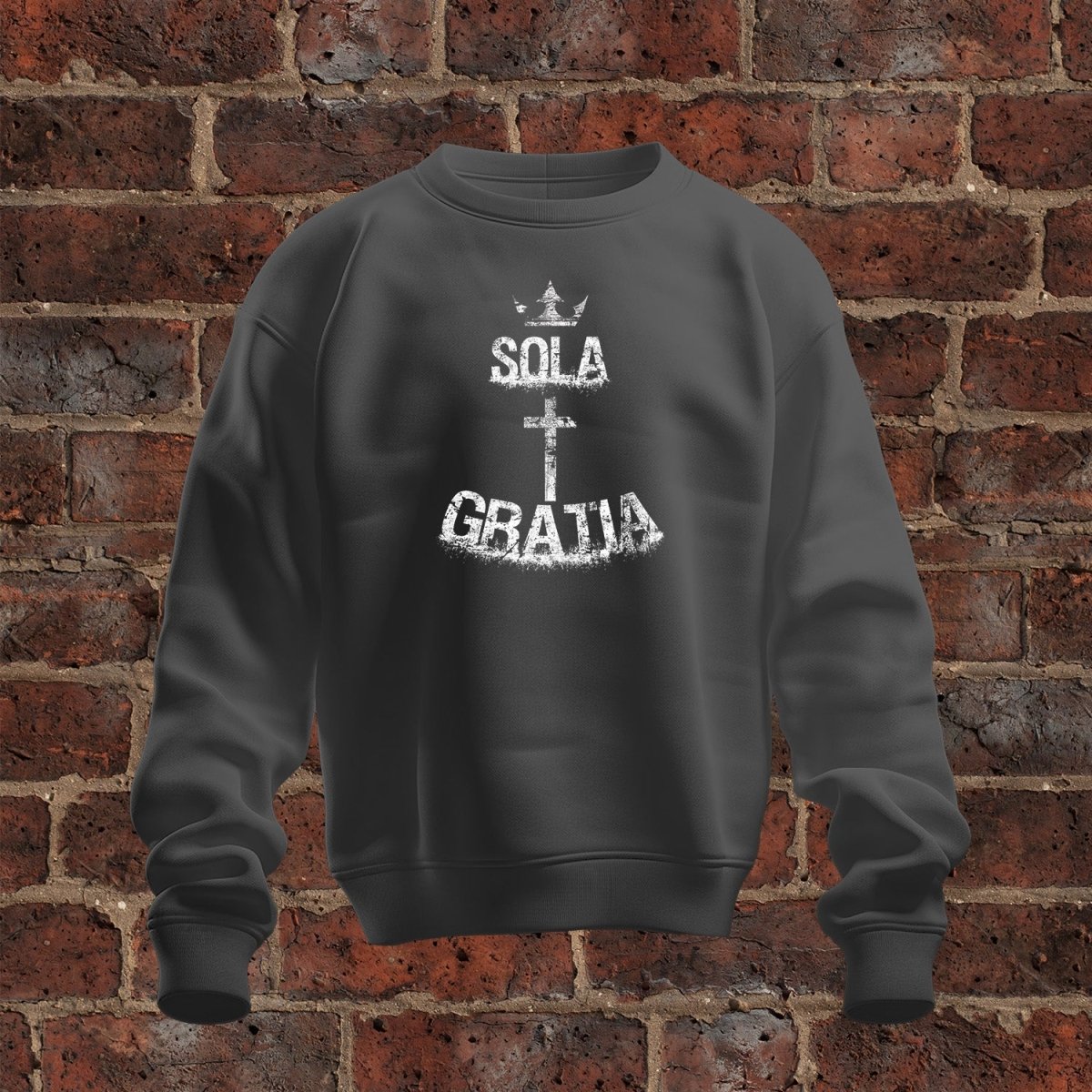 crewneck sweatshirt - Sola Gratia Grunge - Sweatshirt - The Reformed Sage - #reformed# - #reformed_gifts# - #christian_gifts#