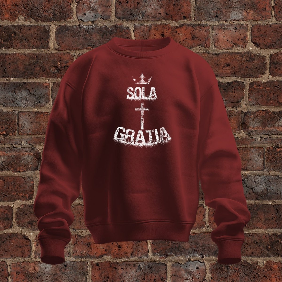 crewneck sweatshirt - Sola Gratia Grunge - Sweatshirt - The Reformed Sage - #reformed# - #reformed_gifts# - #christian_gifts#