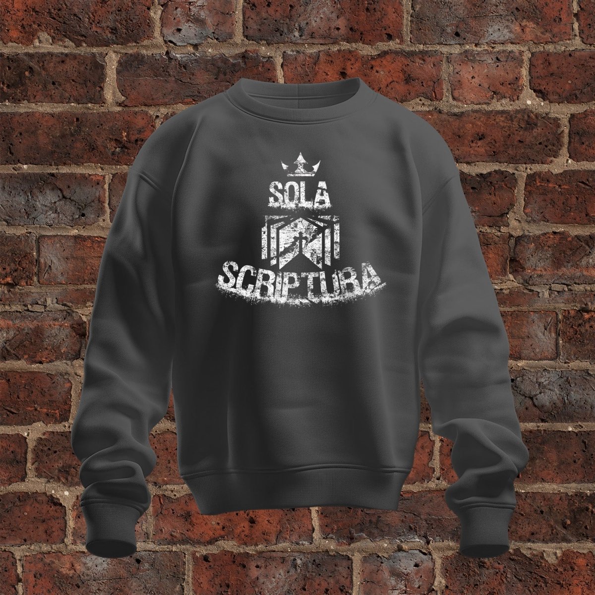 crewneck sweatshirt - Sola Scriptura Grunge - Sweatshirt - The Reformed Sage - #reformed# - #reformed_gifts# - #christian_gifts#