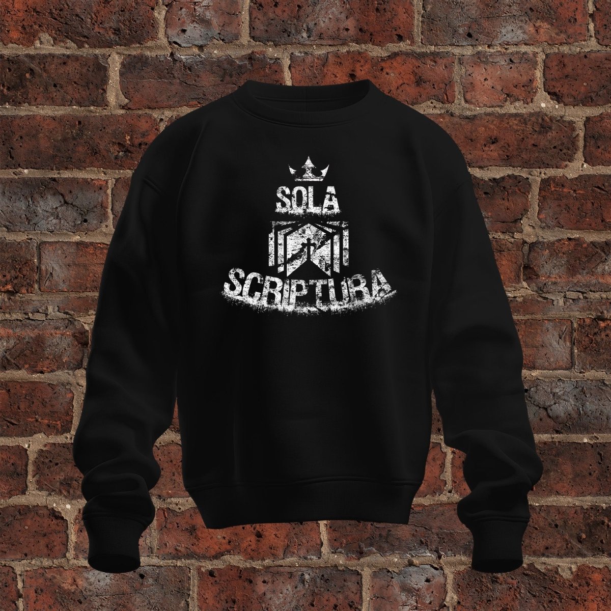 crewneck sweatshirt - Sola Scriptura Grunge - Sweatshirt - The Reformed Sage - #reformed# - #reformed_gifts# - #christian_gifts#