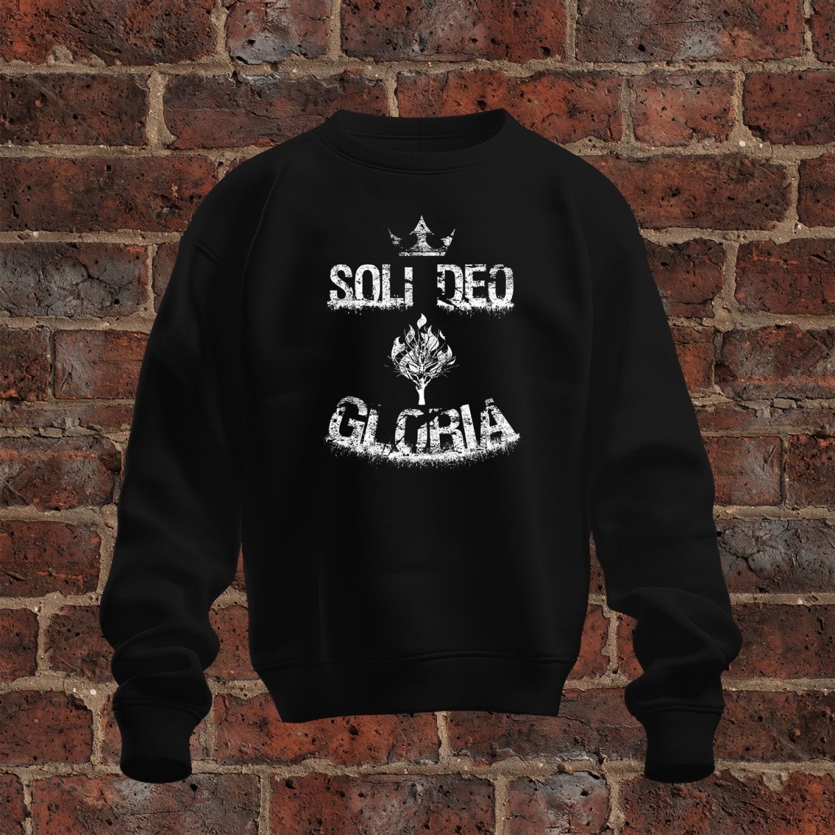 crewneck sweatshirt - Soli Deo Gloria Grunge - Sweatshirt - The Reformed Sage - #reformed# - #reformed_gifts# - #christian_gifts#