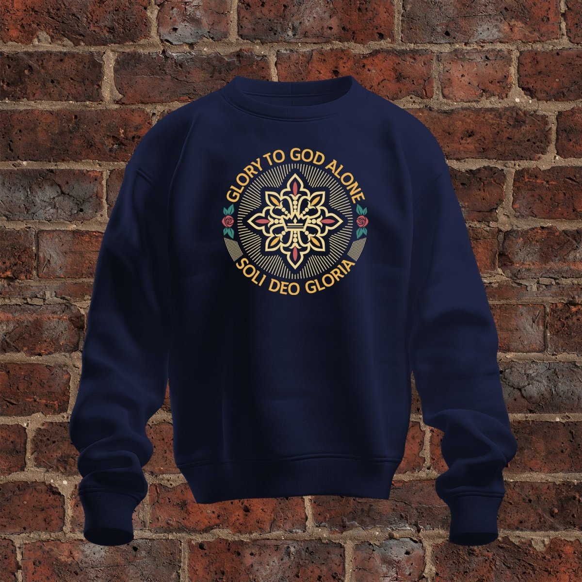 crewneck sweatshirt - Soli Deo Gloria Seal - Sweatshirt - The Reformed Sage - #reformed# - #reformed_gifts# - #christian_gifts#