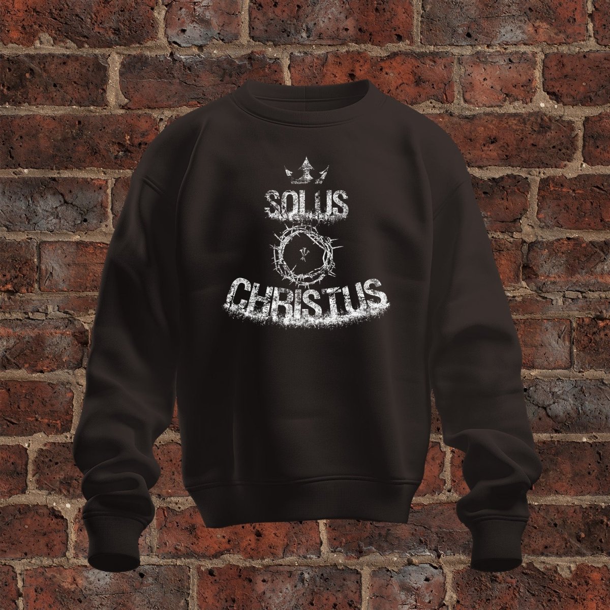 crewneck sweatshirt - Solus Christus Grunge - Sweatshirt - The Reformed Sage - #reformed# - #reformed_gifts# - #christian_gifts#