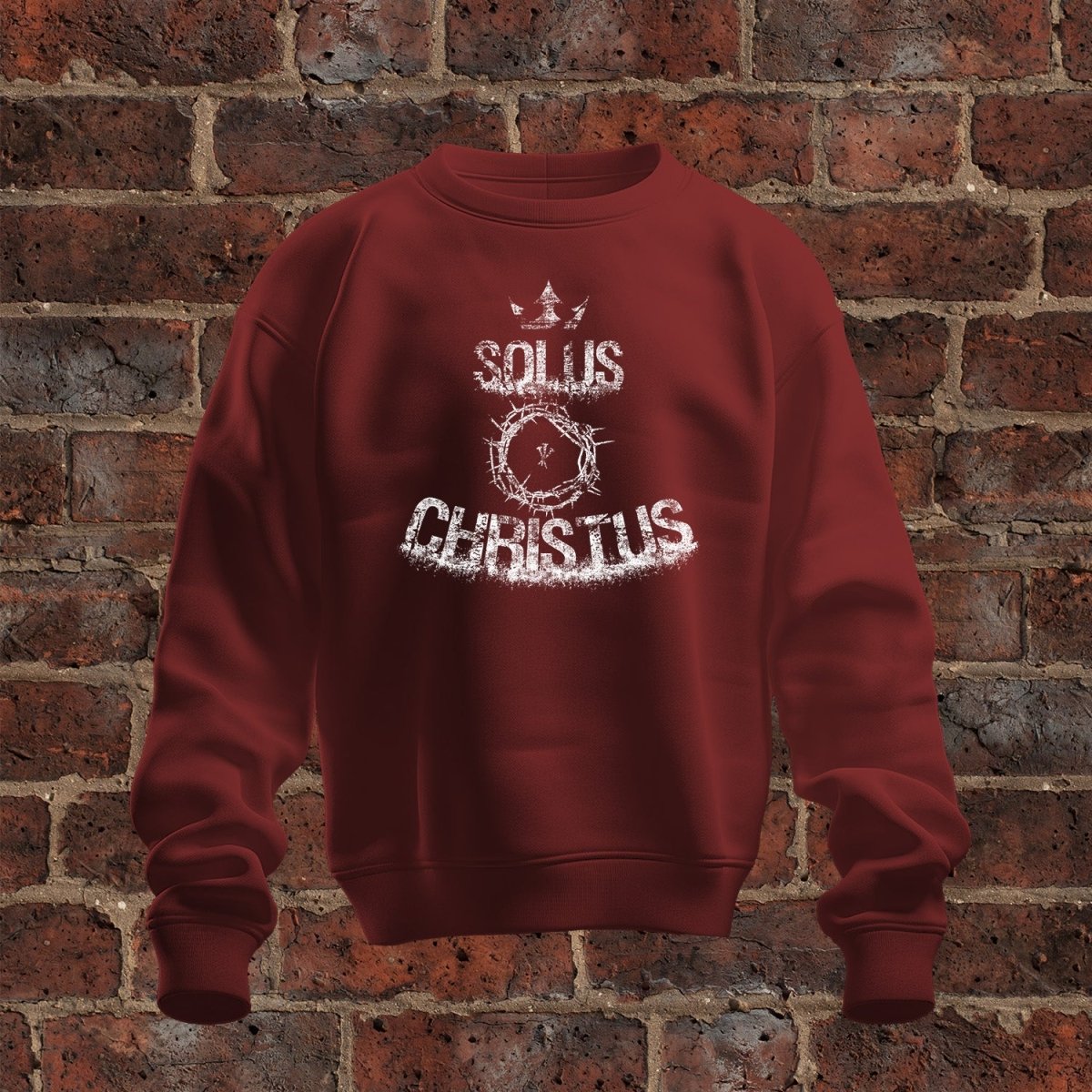 crewneck sweatshirt - Solus Christus Grunge - Sweatshirt - The Reformed Sage - #reformed# - #reformed_gifts# - #christian_gifts#