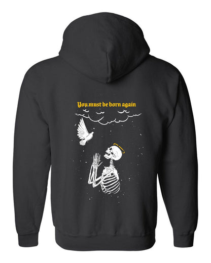 Zip up hoodie - Born Again - Zip Hoodie - The Reformed Sage - #reformed# - #reformed_gifts# - #christian_gifts#