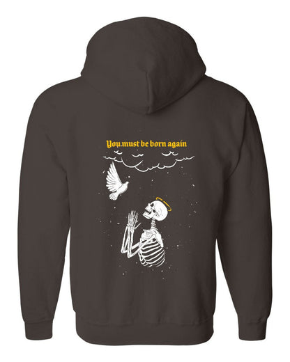 Zip up hoodie - Born Again - Zip Hoodie - The Reformed Sage - #reformed# - #reformed_gifts# - #christian_gifts#