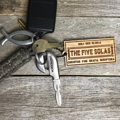 Keyring - Five Solas - Keychain - The Reformed Sage - #reformed# - #reformed_gifts# - #christian_gifts#