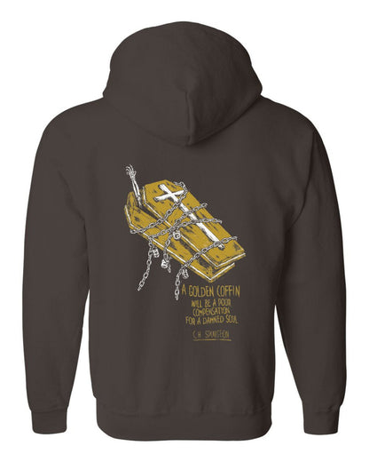 Zip up hoodie - Golden Coffin - Zip Hoodie - The Reformed Sage - #reformed# - #reformed_gifts# - #christian_gifts#